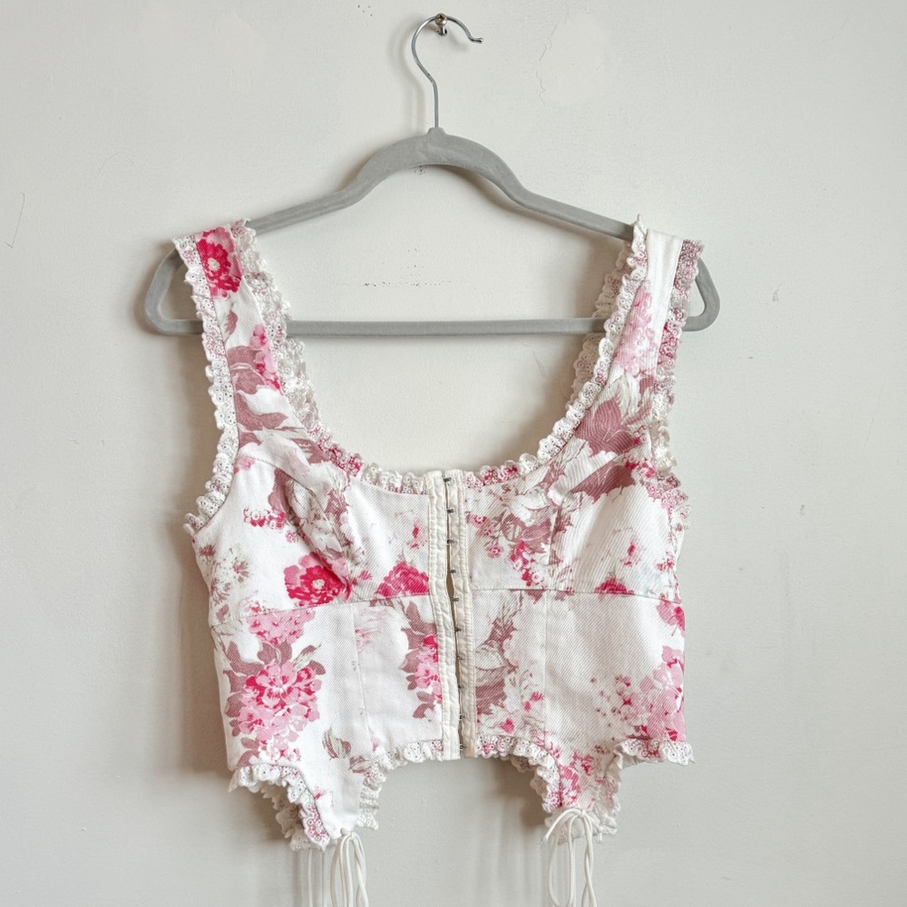 For Love & Lemons Pink Floral Bustier Top 🌸💐